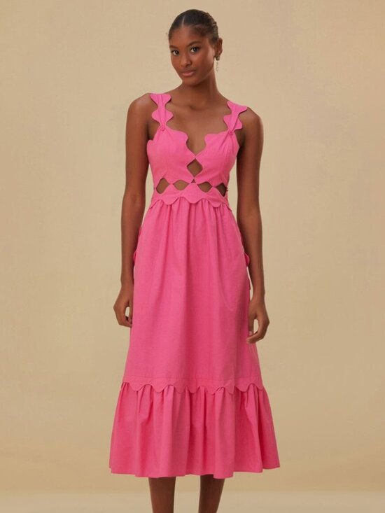 FARM Rio Dresses & Skirts - Farm Rio Pink Cut-Out Midi Dress XL NWT!